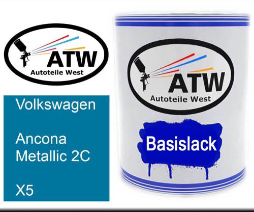 Volkswagen, Ancona Metallic 2C, X5: 1L Lackdose, von ATW Autoteile West.